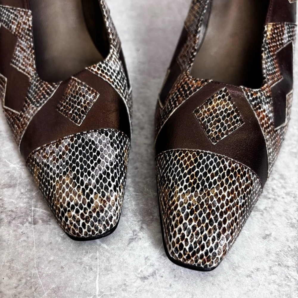 Vintage M. Jerrold by Margaret J. Brown Snakeskin Geometric Spain Pumps Size 10 - Picture 3 of 7